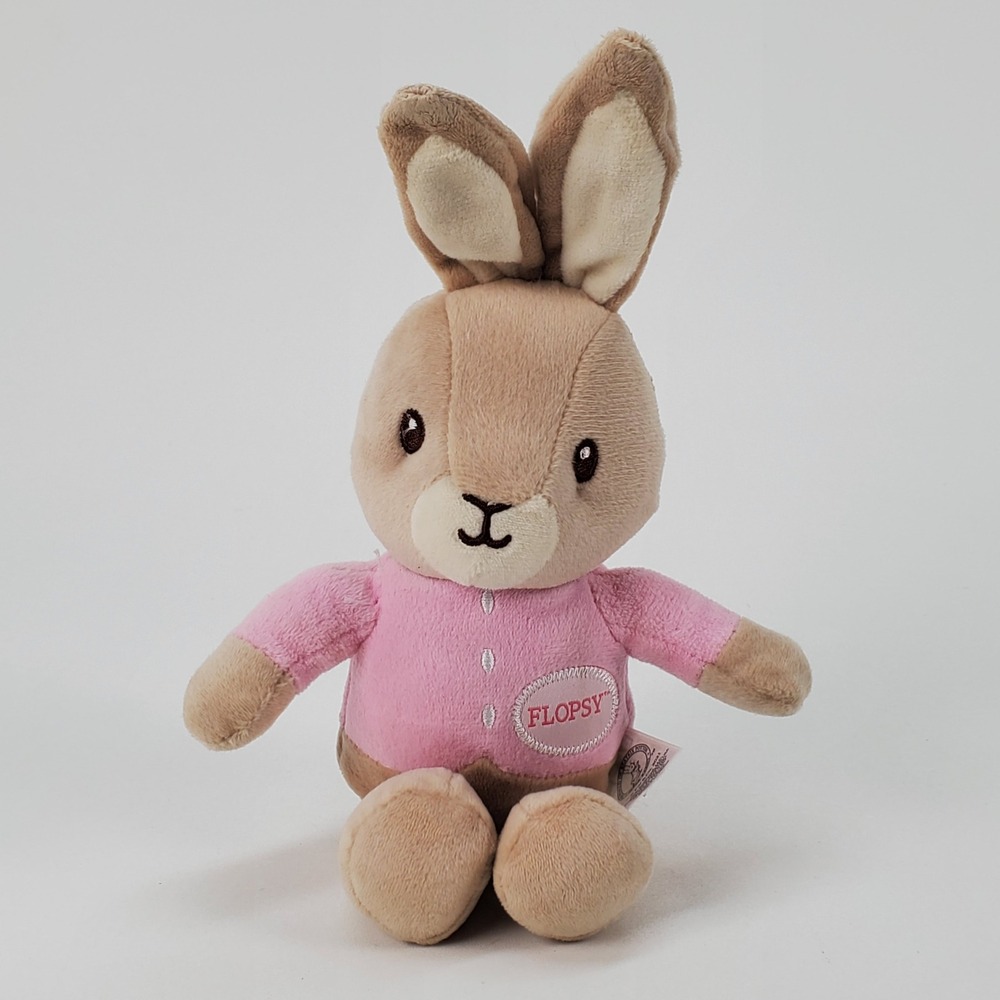 Kids Preferred Beatrix Potter Flopsy Bunny Plush Pink Cardigan Stuffed Animal 9"
